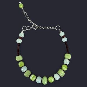 Green & Brown Glass Bead Adjustable Bracelet